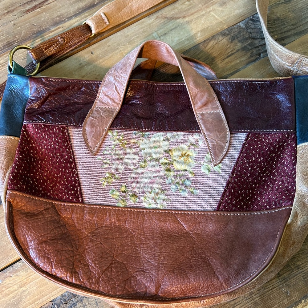 Rebyc One Of A Kind Crossbody Bag with vintage needlepoint & patchwork textiles